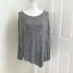 Freeloader Grey Long Sleeve Relaxed Top Asymmetrical Hem Size Small